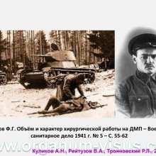 Куликов А.Н., Рейтузов В.А., Трояновский Р.Л. Организация офтальмологической помощи раненым во время Советско-Финляндской войны. Доклад на пленарном заседание СПбНМОО 27 октября 2015г. Информационный партнер портал Орган зрения www.organum-visus.com