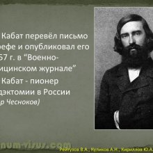 Рейтузов В.А., Куликов А.Н., Кириллов Ю.А. Вклад лейб-окулиста И.И.Кабата в развитие отечественной офтальмологии. ВМедА им. С.М.Кирова. Портал Орган зрения organum-visus.ru